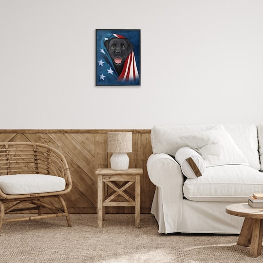 Stupell Industries Labrador & American Flag Framed Giclee Art